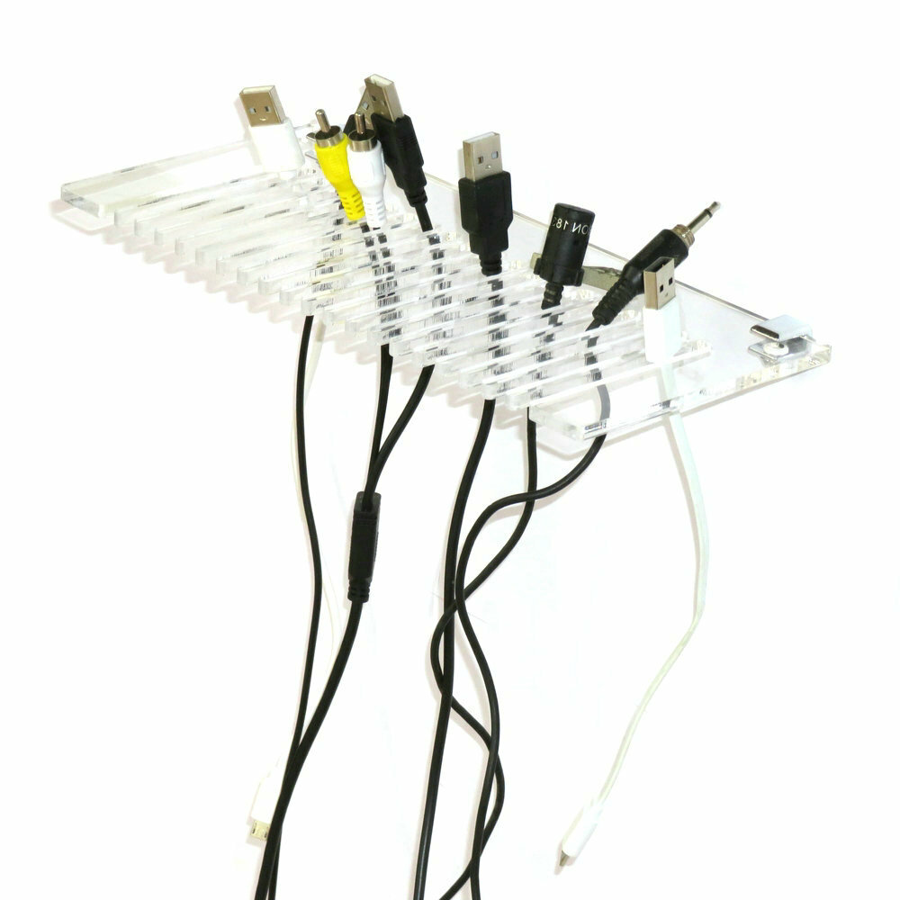 Acrylic Wall Mountable Cable Hanger and Organizer ;Ranges from 3-5mm Spaces