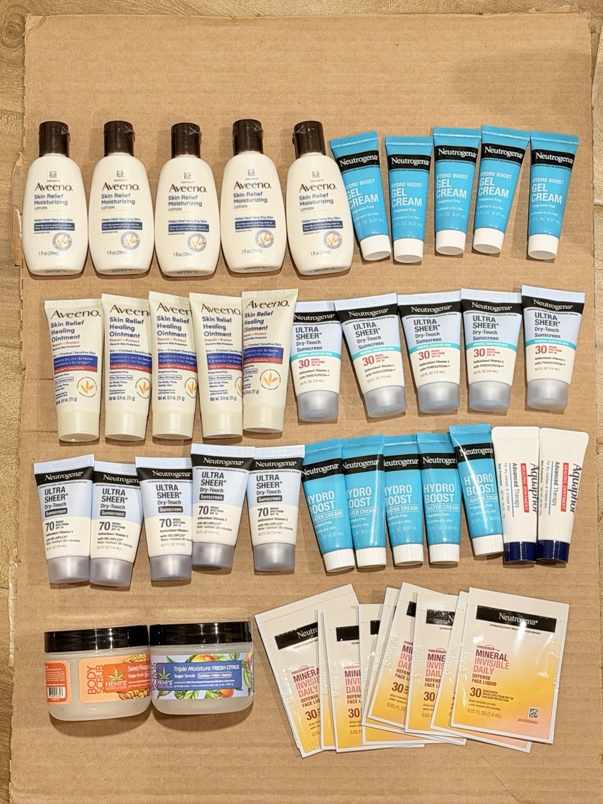 Lot of 44 Skincare Products Aveeno Neutrogena Hempz Aquaphor