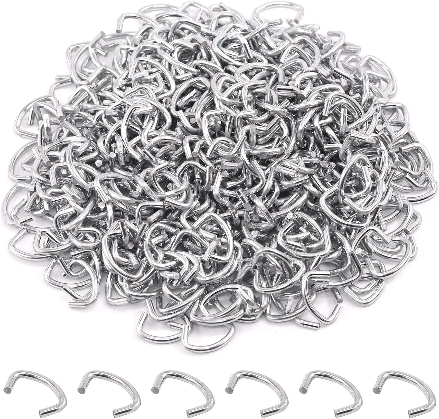 1000 Pcs 1/2" Galvanized Hog Rings, Professional Upholstery Hog Rings Set for Fu