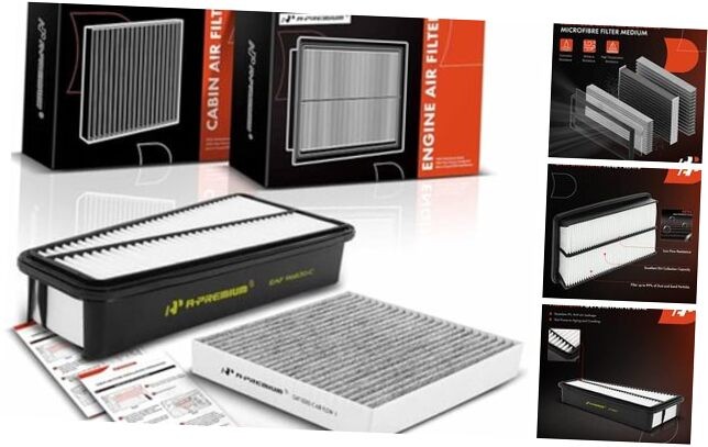 2-PC Engine & Cabin Air Filter with Activated Carbon Compatible with Toyota