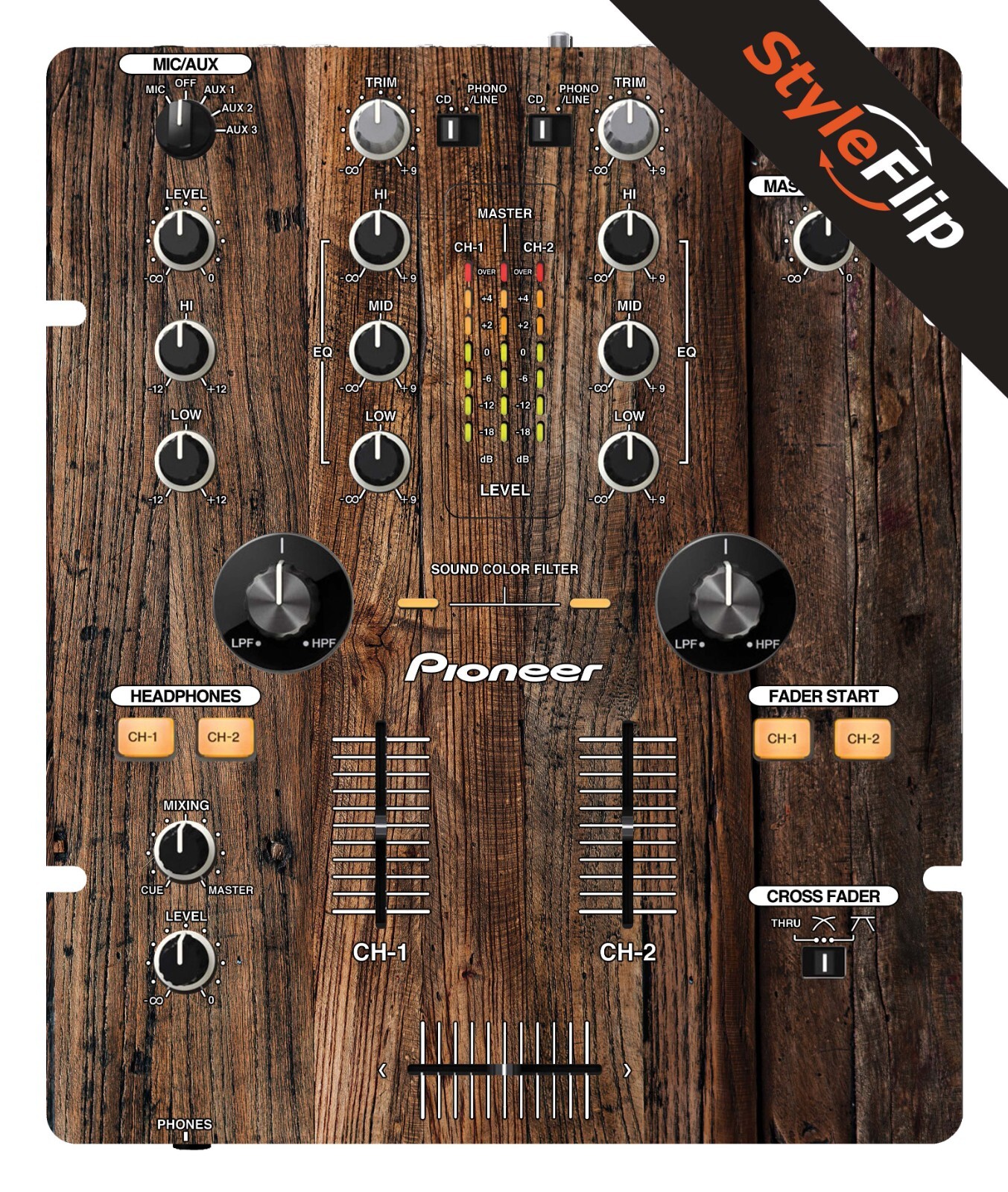 Pioneer DJM-250 | Wood 3 | Protective Decal | StyleFlip Skins