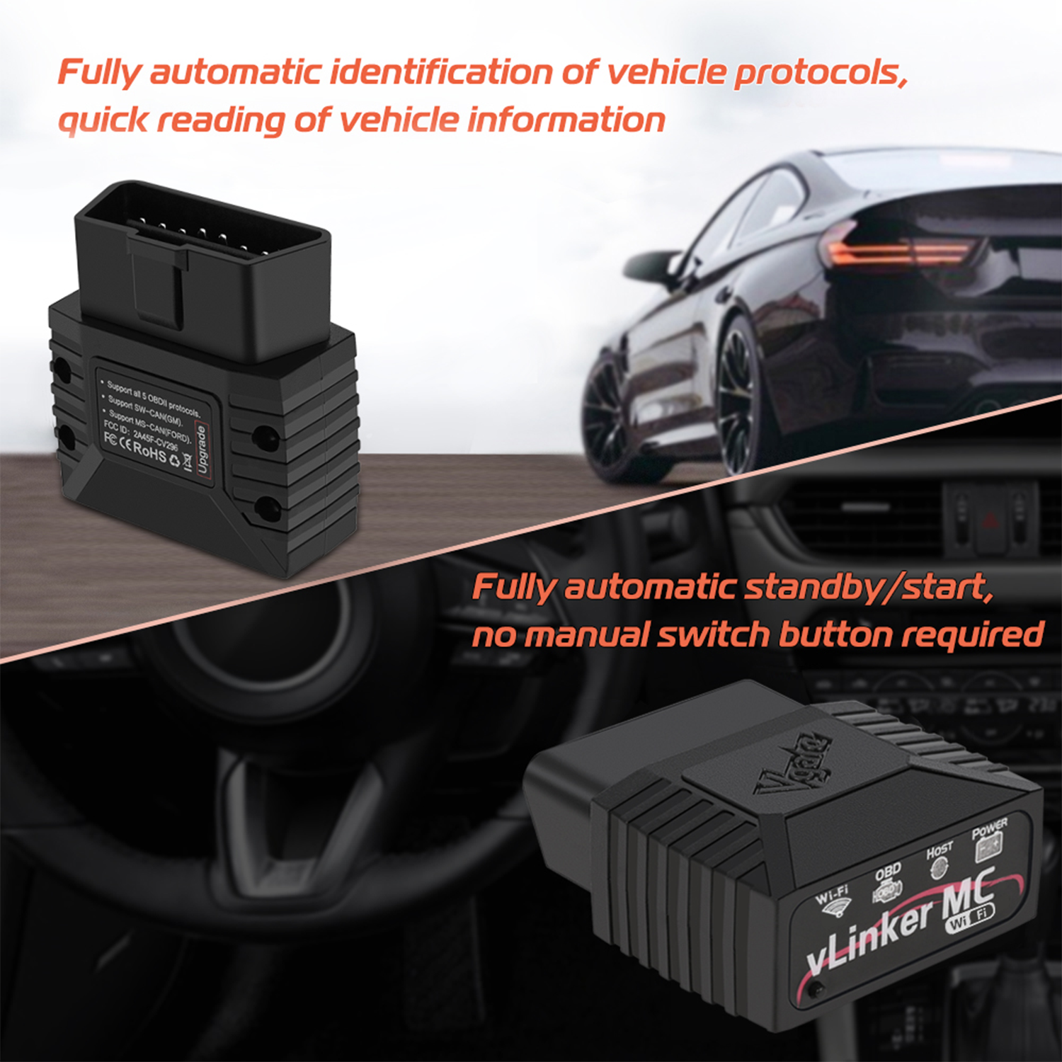 Vgate vLinker MC WiFi ELM327 Car OBD2 Scanner Diagnostic Code Readers Android