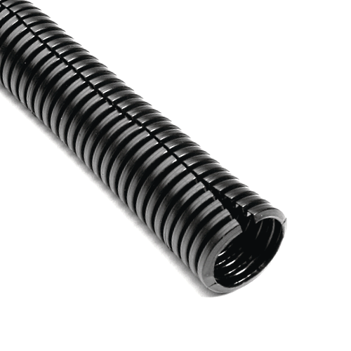 1/2" Wire Loom, Black 125°C Nylon Split Sleeving, 2 ft Length