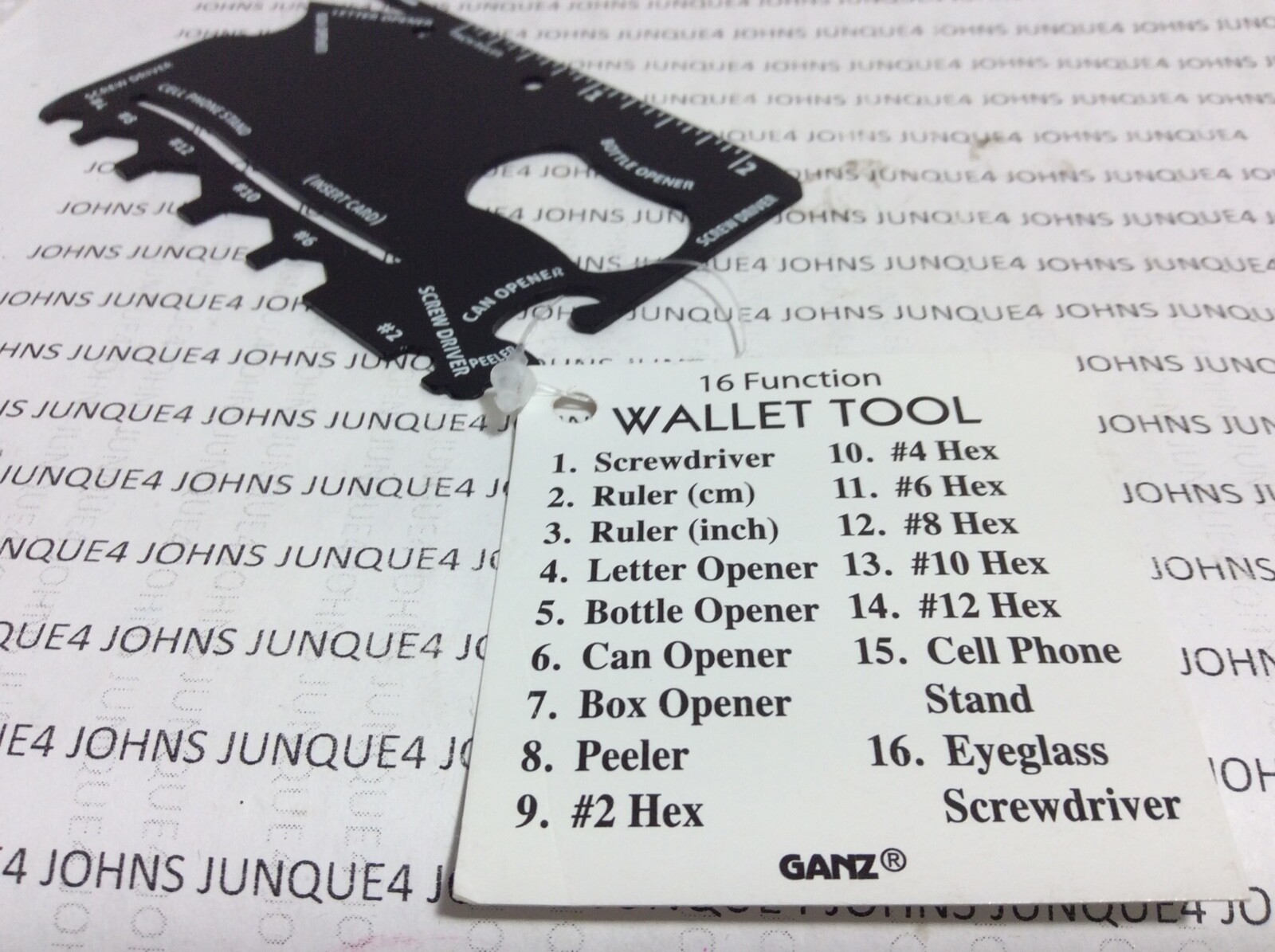 WALLET TOOL New w/tag 16 Function Black Perfect size for your wallet or purse!