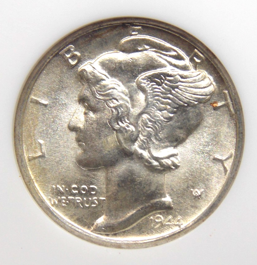 1944 "D" Mercury SILVER Dime 10c NGC MS67 FB #017 *FULL BANDS* Gem BU ECC&C, Inc