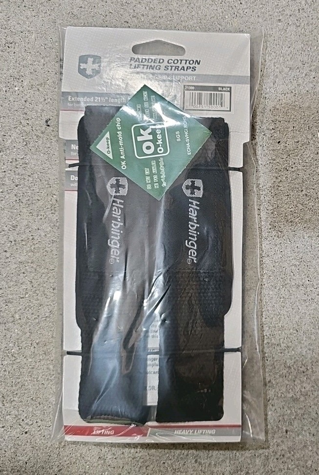 Harbinger Padded Cotton Weight Lifting Straps, Black
