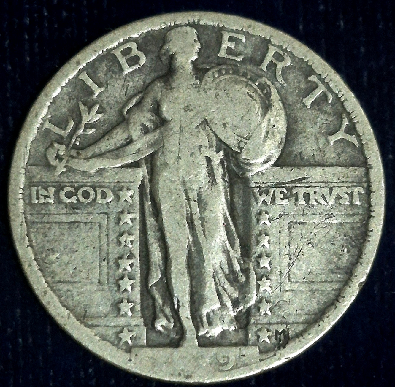 1919 Standing Liberty Quarter 90% Silver Harder Date VF Features