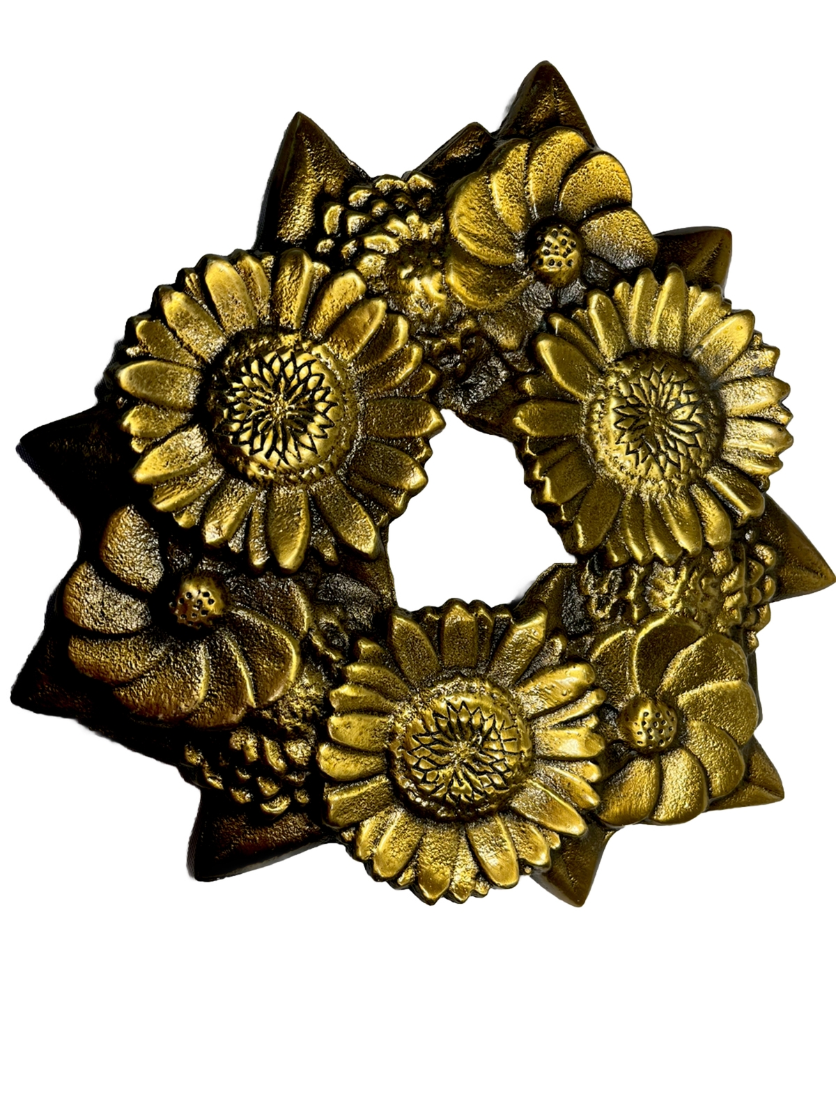 Brass Floral Sunflower Micheal Healy Designs Trivet Pan Pot Rest 2011 Stamped