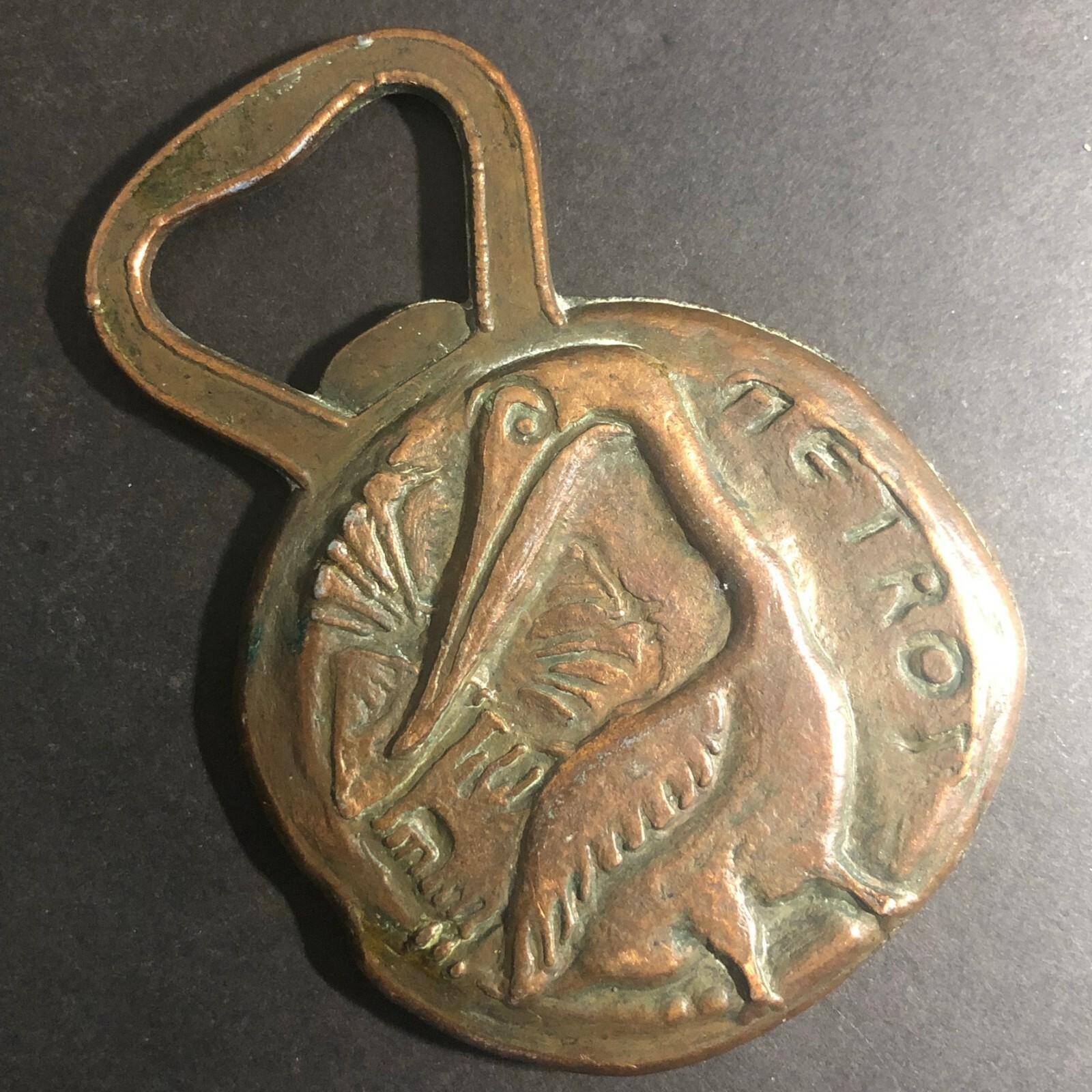 Vintage Beverage Bottle Cap Opener Art "Netros ?" w/ Egret ? Windmill ?