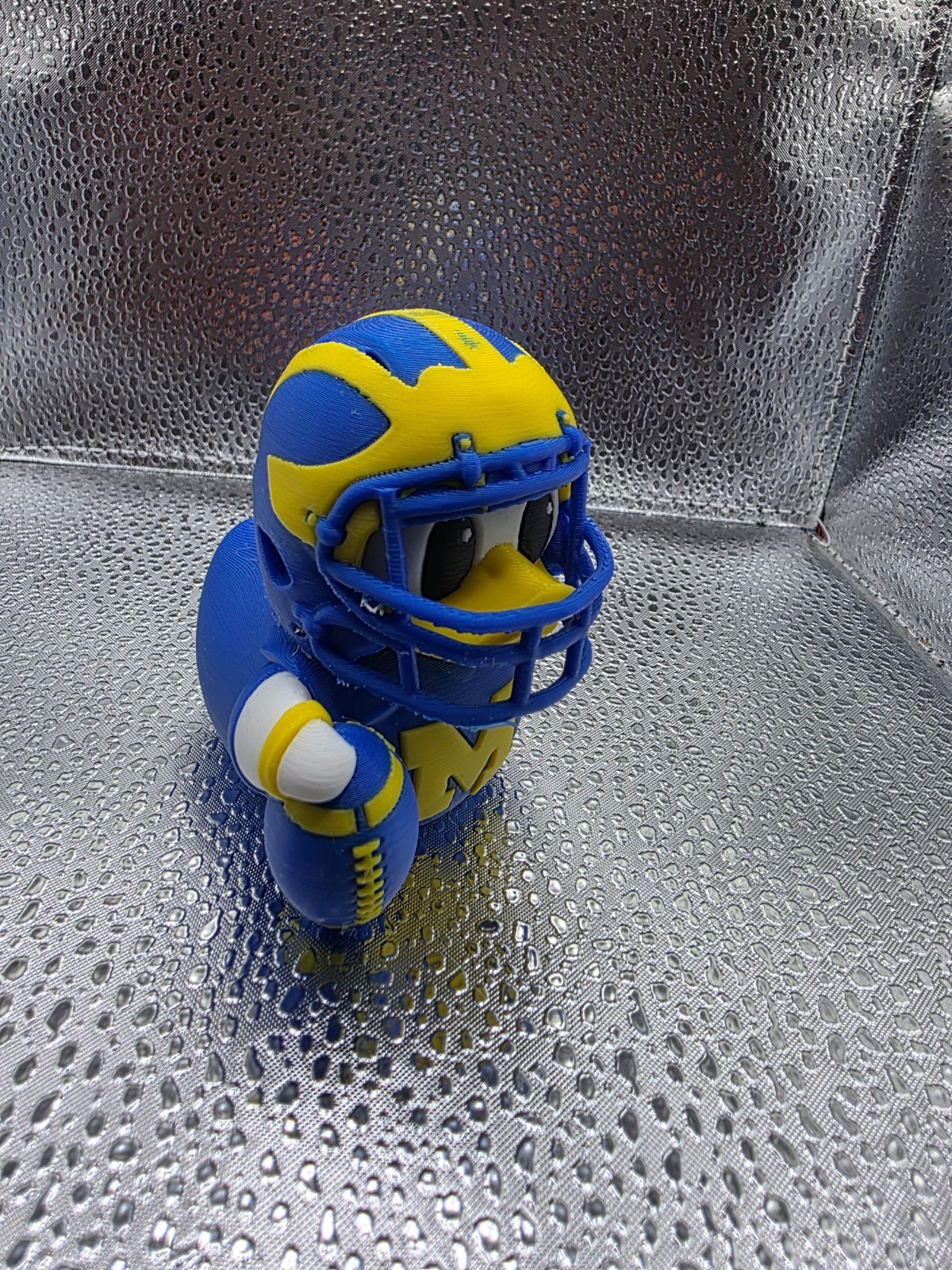 Michigan Blue Yellow Football Duck 3in Handmade College Colorway Fan Collectible