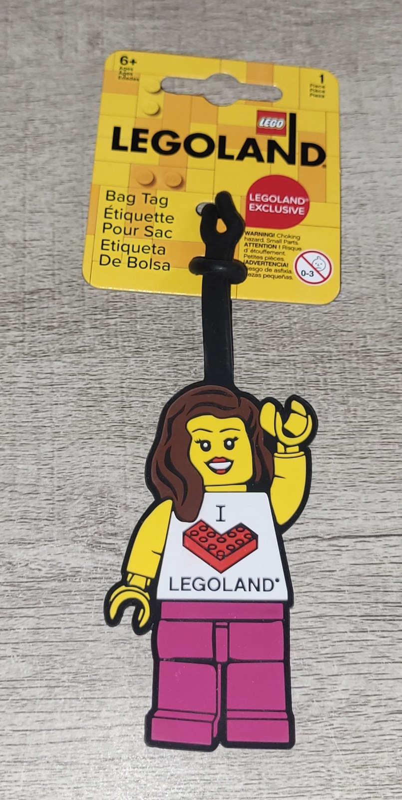 LEGO Exclusive I Love LEGOLAND Bag Luggage Tag Minifigure Girl Design NWT