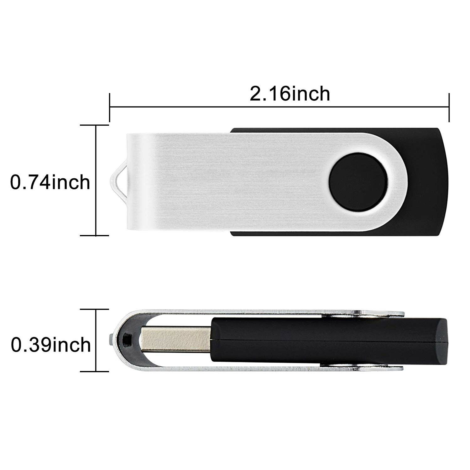10Pack Swivel USB Flash Drives Memory Stick U Disk Thumb Pendrive Storage Black