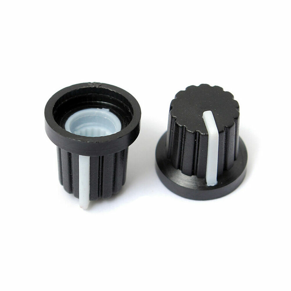 10 Pcs 6mm Shaft Hole Dia Plastic Threaded Knurled Potentiometer Knobs wh148 Cap