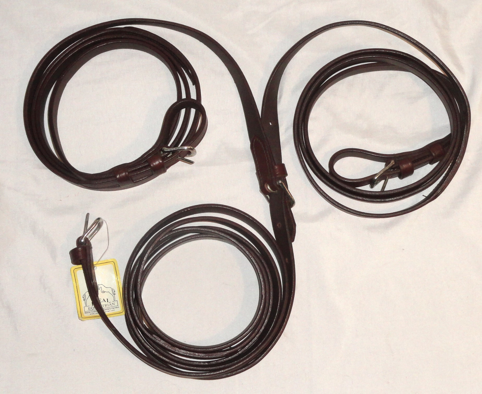 NOS Ideal Equestrian Carriage Driving Cob Size Brown Luxe Leather 16’ Reins