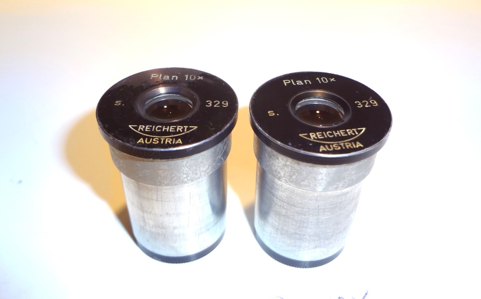 REICHERT AUSTRIA PLAN 10X PAIRED EYEPIECES #329**TESTED** (12510)