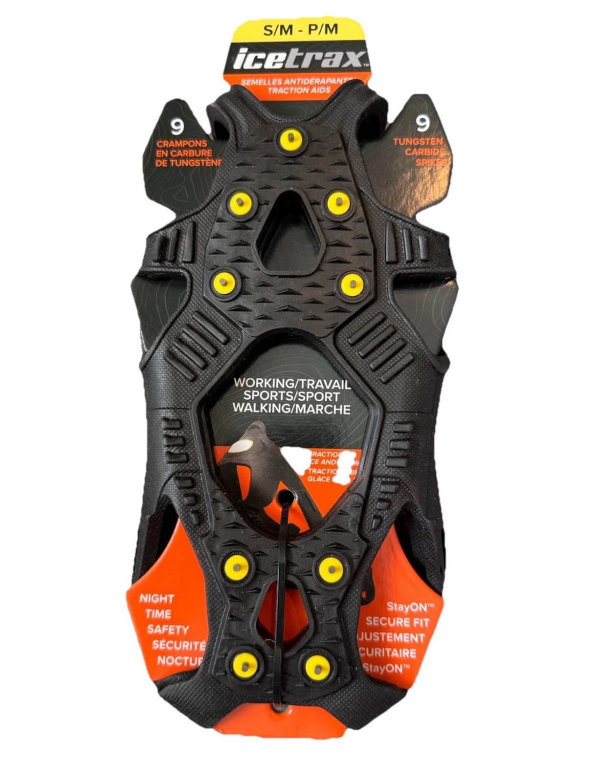 NEW V3 Ice Trax S/M Stay On Toe Cap Traction Aids For Snow & Ice W/Carry Bag
