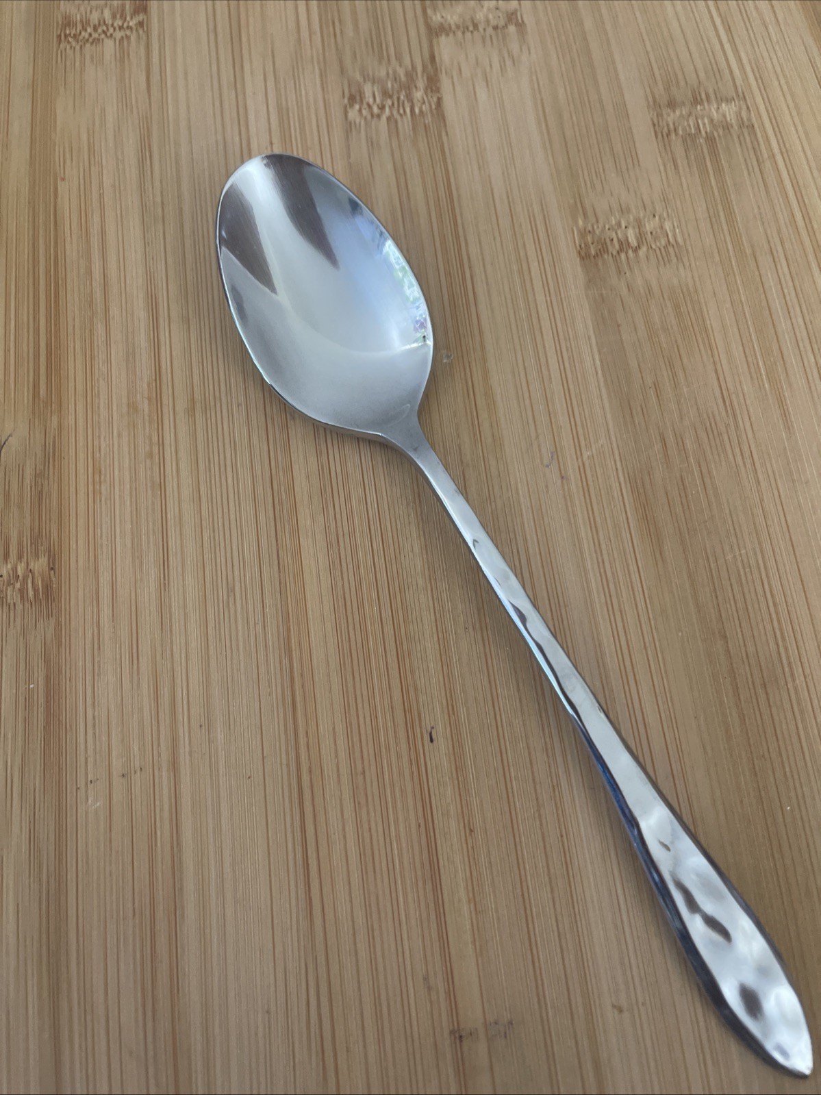 TT-22 Stainless Glossy HAMMERED Beveled Outline Pointed Tip TEASPOON 6 7/8"