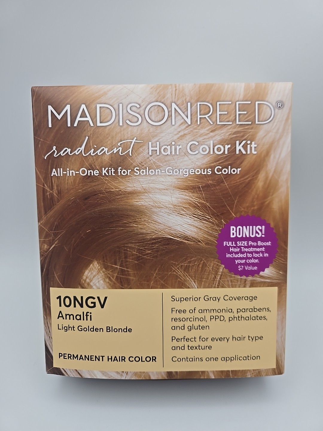 Madison Reed Radiant Permanent Hair Color Kit, Amalfi Light Golden Blonde 10NGV