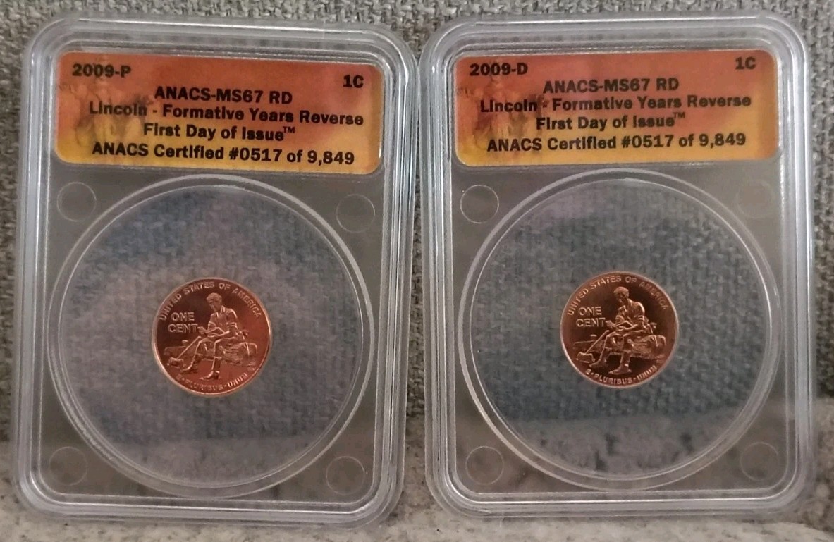 2009 P & D Lincoln Cent Formative Years Rev ANACS MS67 First Day of Issue