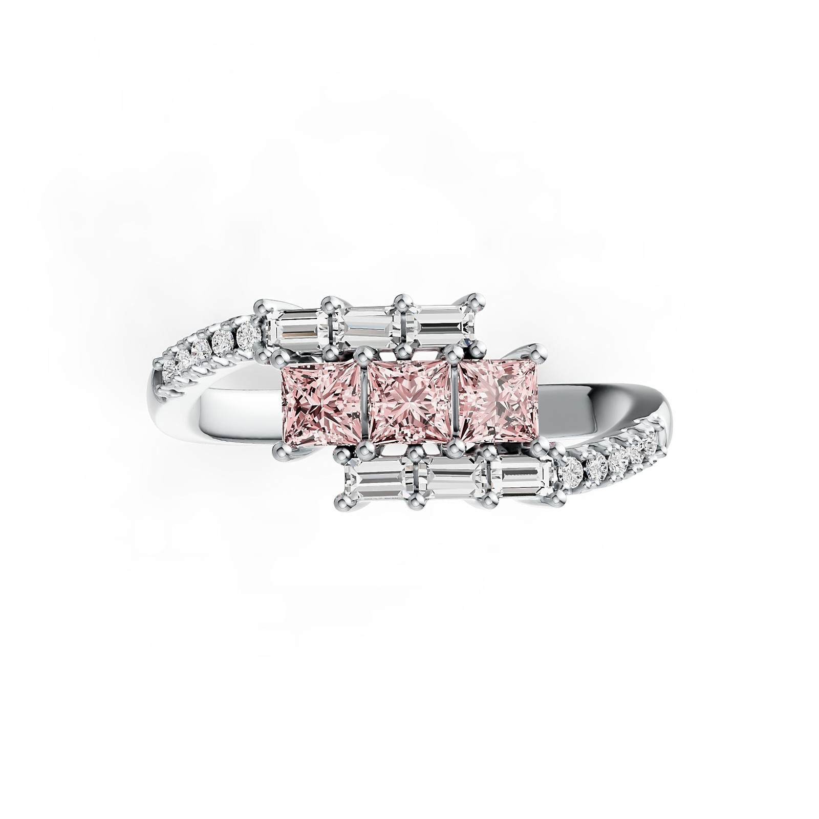 Sterling Silver Semi Mount Ring Setting Princess SQ 3X3mm with White Topaz