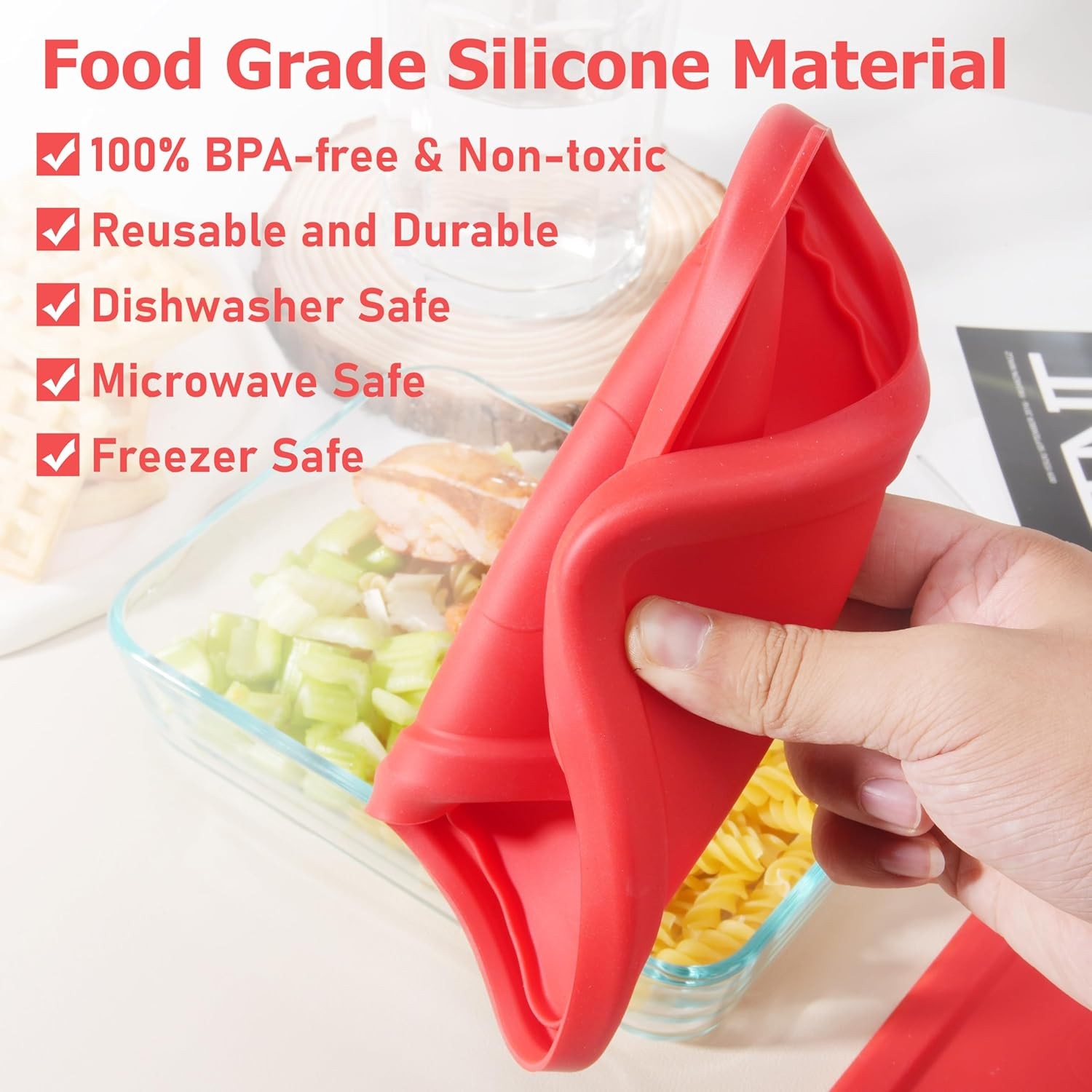 3 Cup Rectangle Silicone Storage Cover Lids Replacement for Pyrex 7210-PC Glass