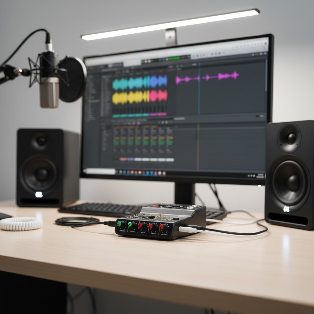 USB Audio Interface Q-12: XLR & 3.5mm Inputs for Studio-Quality Recordings