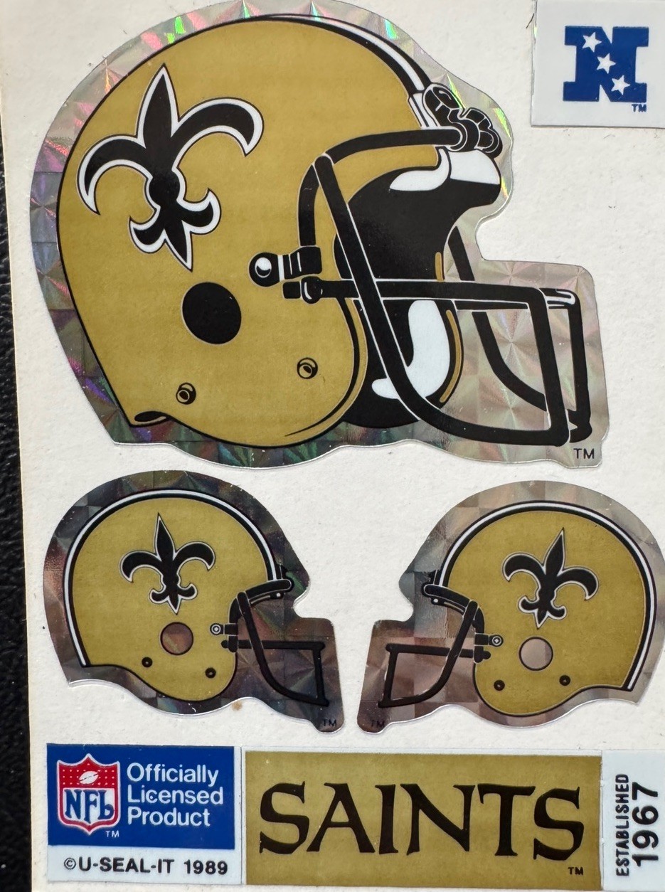 1989 U-SEAL-IT NFL Football STICKER Card New Orleans Saints