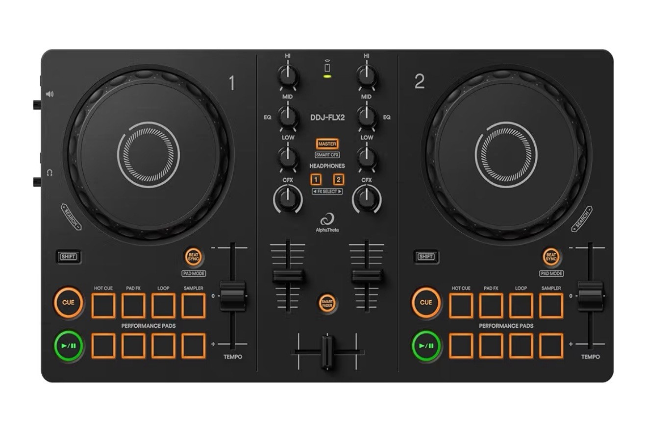 AlphaTheta DDJ-FLX2 Double Deck DJ Controller Black Loop/Sampler Pad FX 16 Pads