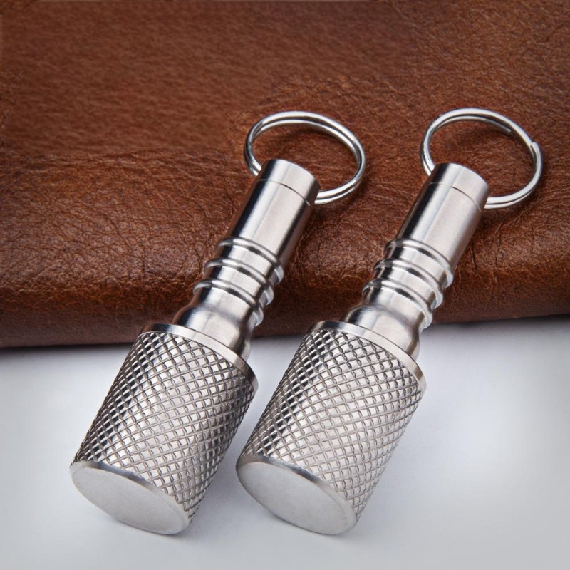 Titanium Pill Holder Case Organizer container Waterproof Portable Keychain EDC