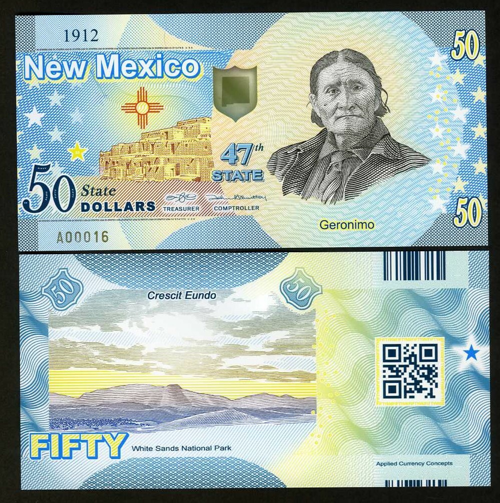 USA States, New Mexico $50, Polymer, ND (2021) - Geronimo F