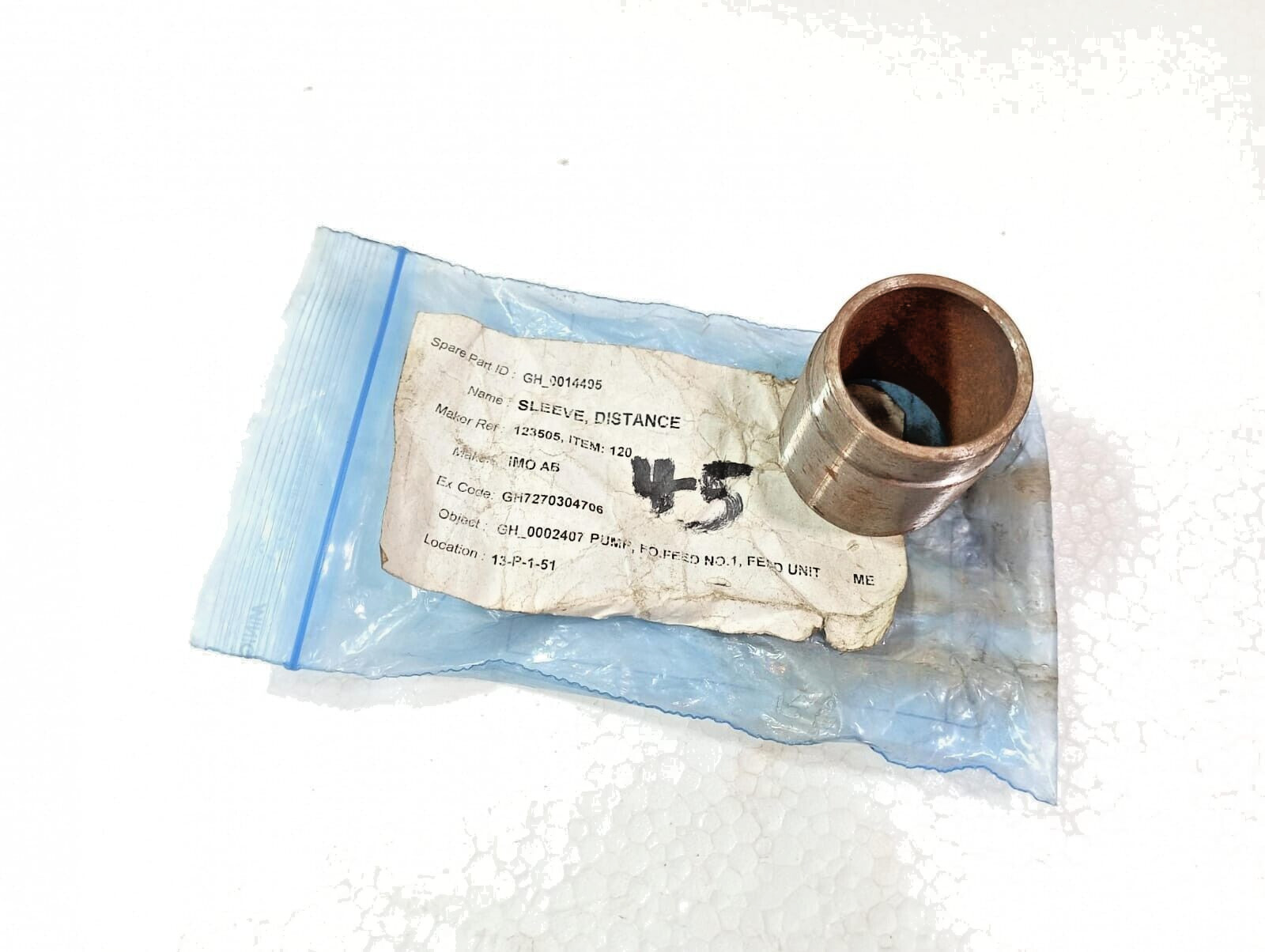 Imo Spare Part GH-0014495 SLEEVE, DISTANCE, Makor Ref: 123505, ITEM: 120,IMO AB
