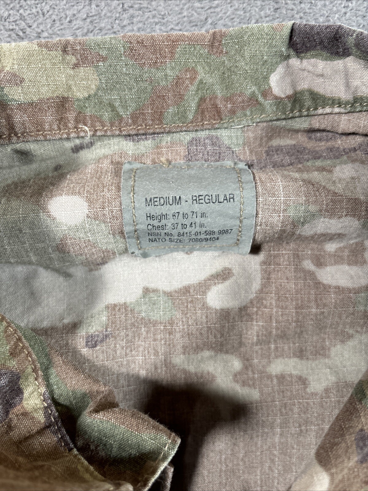 Military Army Camo Coat Shirt Mens Medium Regular Zip Up Tactical Warm Weather