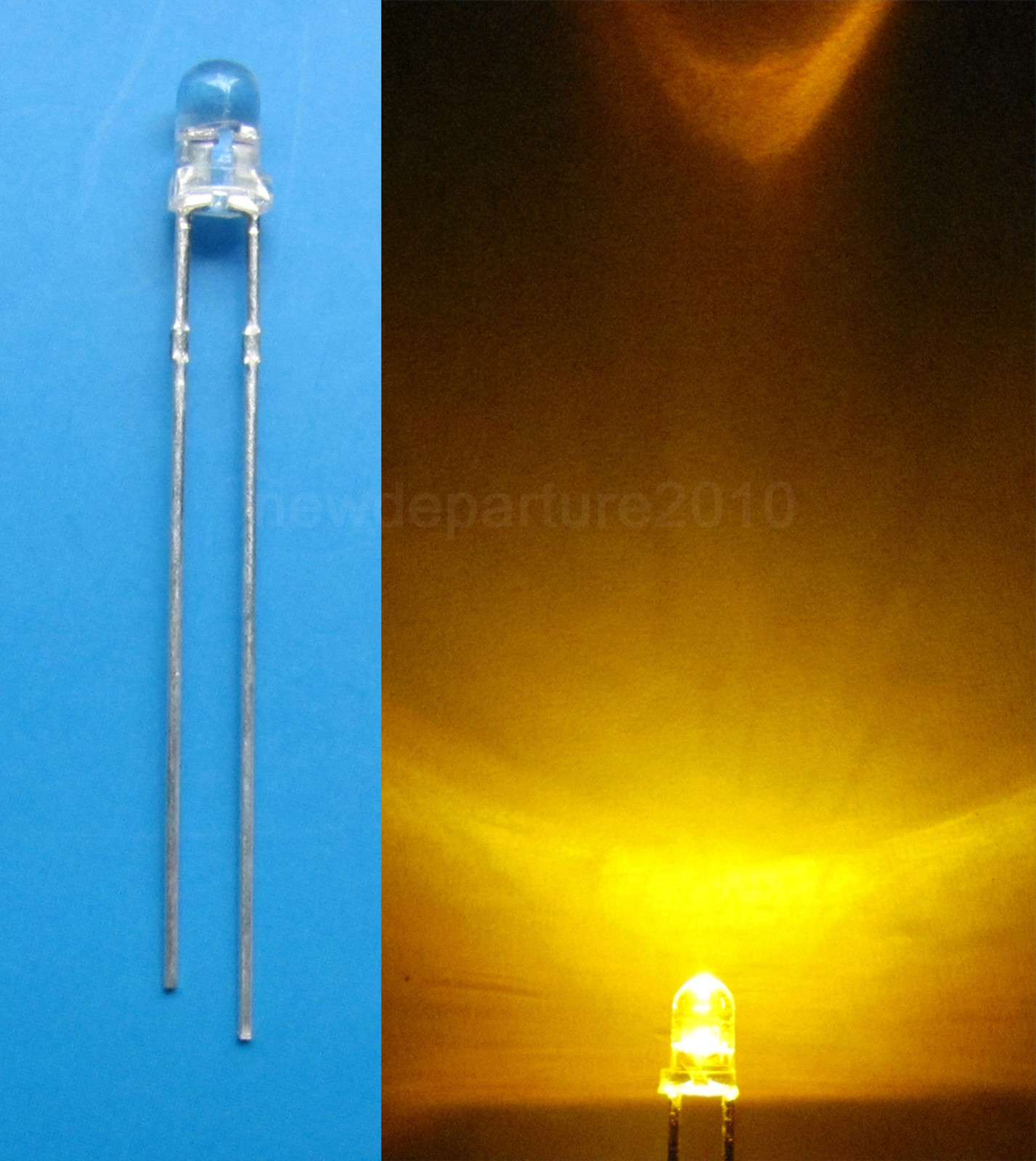 100Pcs New 3mm Yellow LED Lamps 800mcd