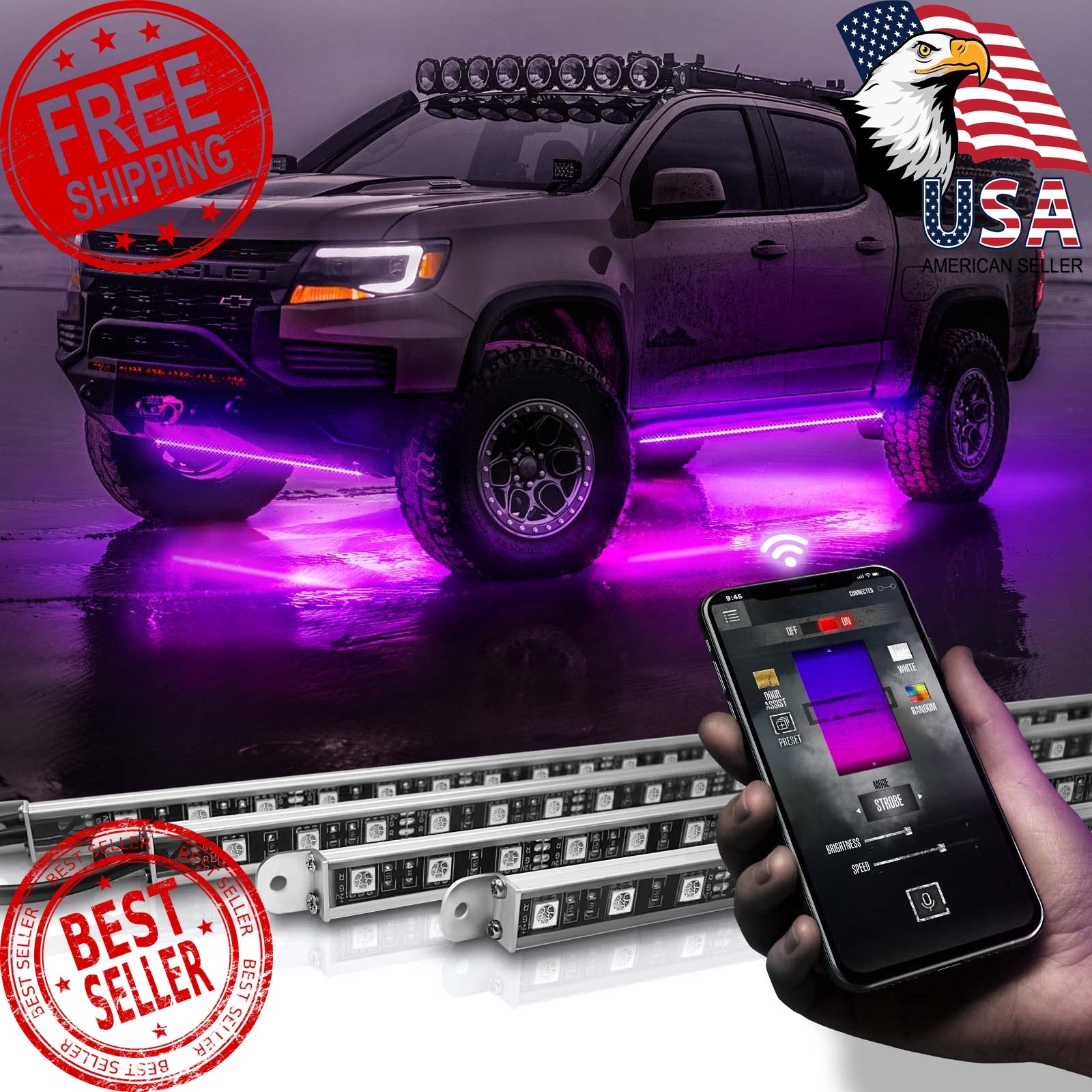 OPT7 Aura Pro 2 Truck RGB LED Underglow Kit App Remote
