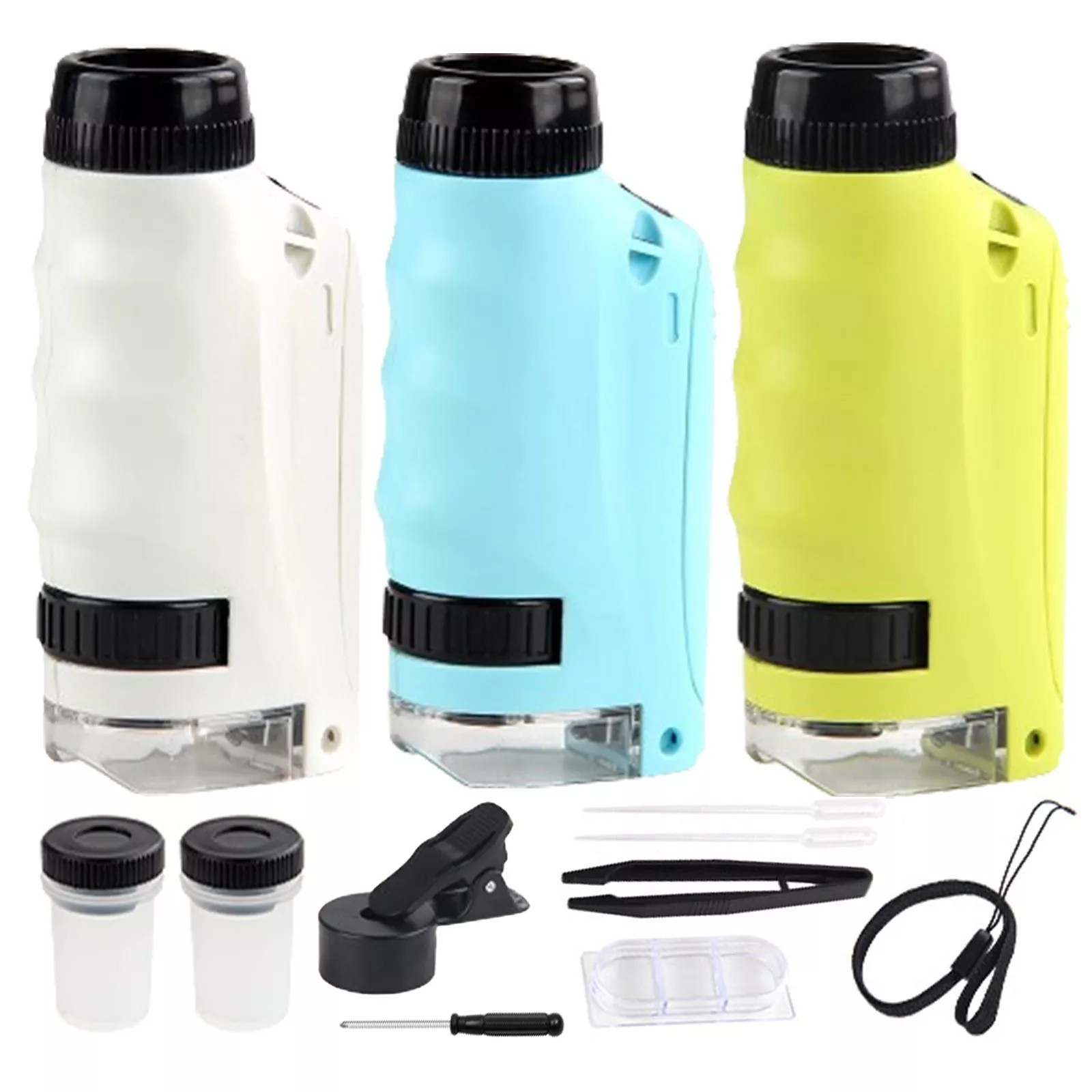 Mini Microscope For Kids Portable Microscope LED Lighting Small Handheld White