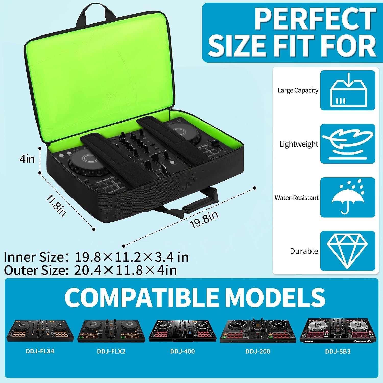 Durable DJ Controller Bag - Lightweight, Shockproof, & Organized for Travel