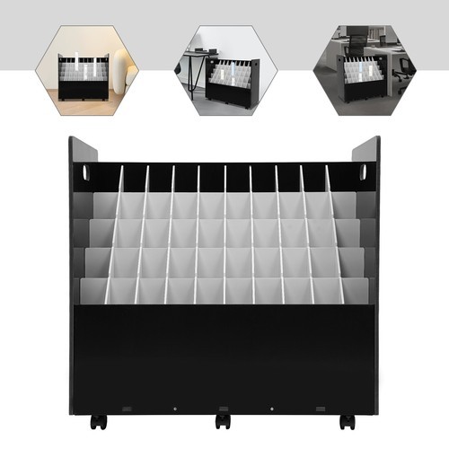 50-slot Blueprint Organizer, Roll File Storage Holder, Movable Roll File Cart