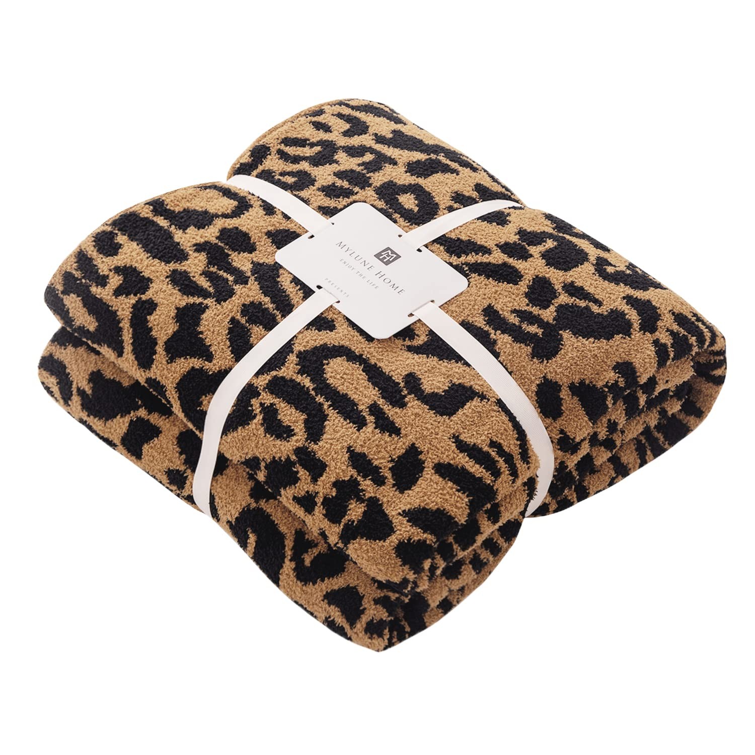 MH MYLUNE HOME Ultra Soft Leopard Throw Blanket 50x60 inches Microfiber Blank...