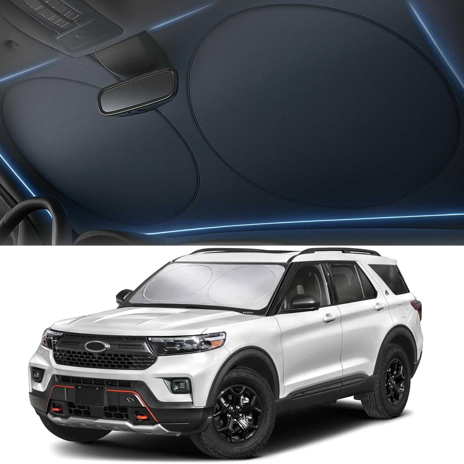 Autovir Car Windshield Sun Shade Ultimate UV Heat Protection Compact Design