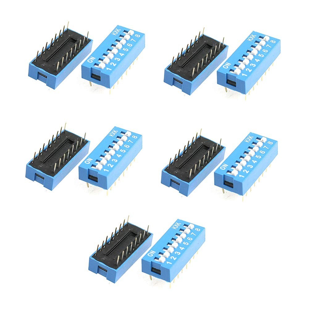 Compact 2.54mm Pitch 8 Position DIP Switch - 10pcs, Versatile Use