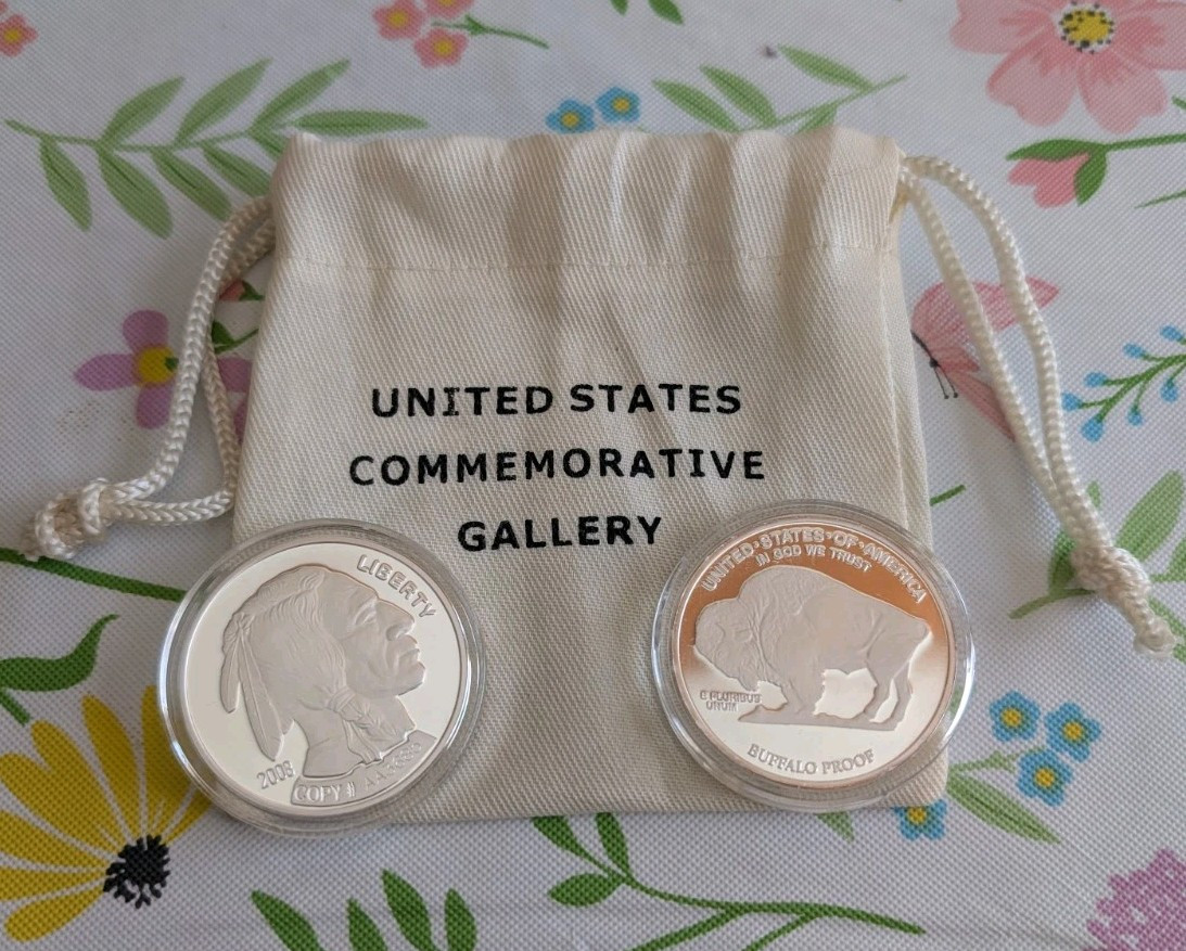 Two 2007 Tribute -Copy- Indian Head Proof Buffalo Coin National Collector’s Mint
