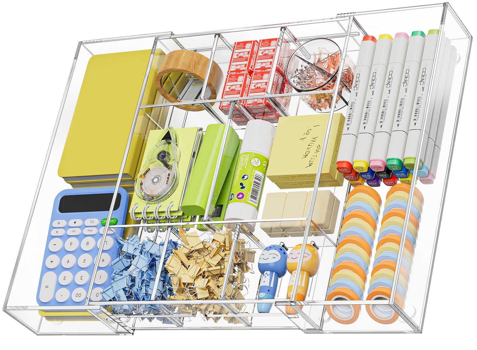 Acrylic Expandable Drawer Organizer, Clear Desk Drawer Organizer Tray with 5