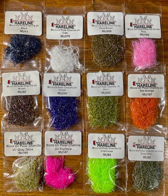 HARELINE'S MICRO UV POLAR CHENILLE. YOU PICK THE COLOR. FLY TYING.