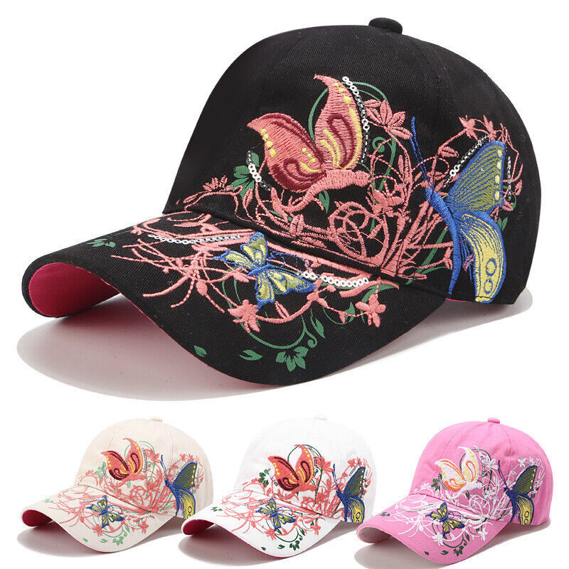 New Women Girls Baseball Cap Embroidery Flower Butterfly Snapback Hat Casual Cap