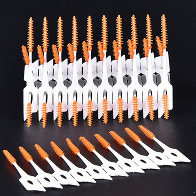 40Pcs Dental Soft Clean Between Teeth Interdental Brush Floss Orange Toothpick