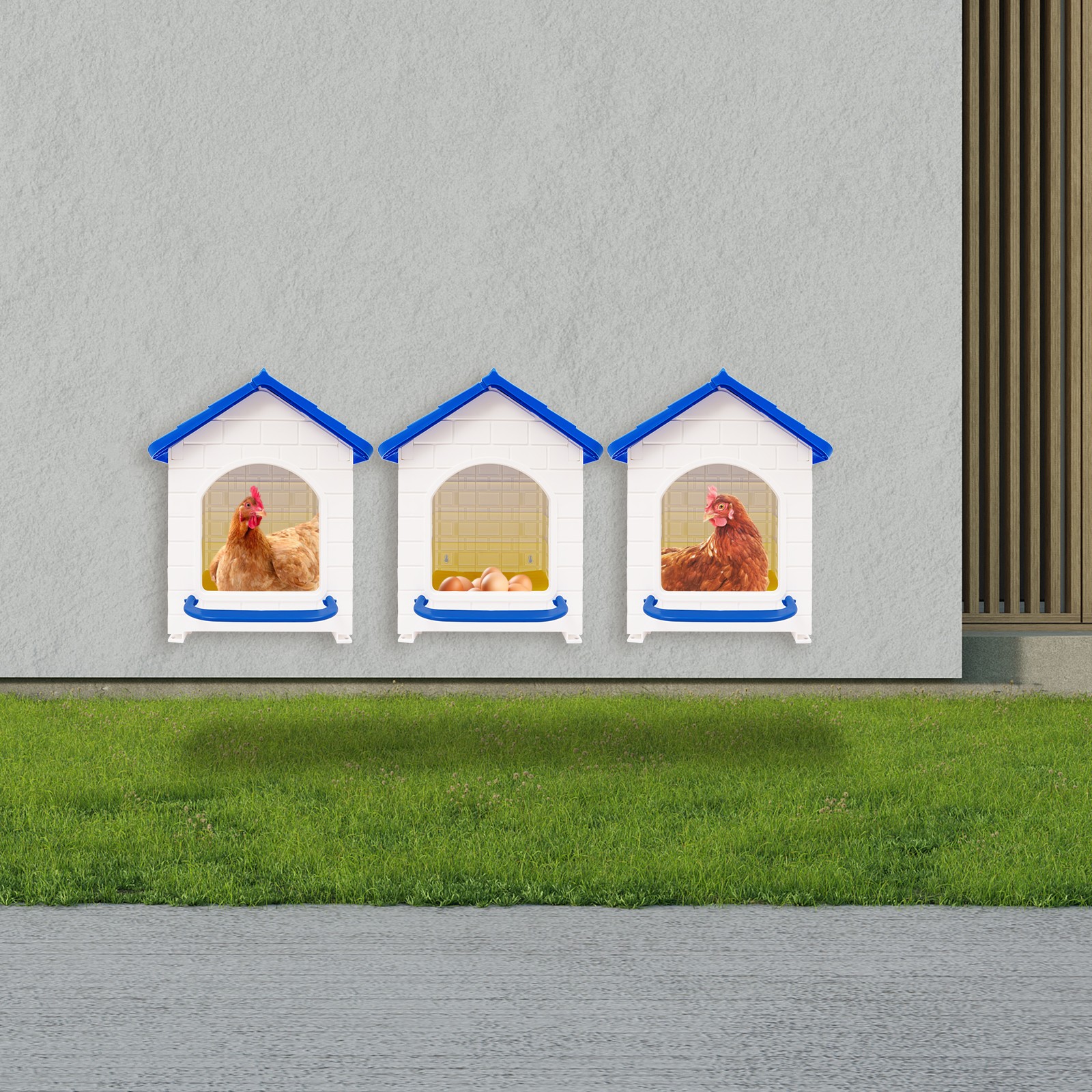 3 PCS Plastic Chicken Nesting Boxes with Nesting Pad for Laying Eggs Modern