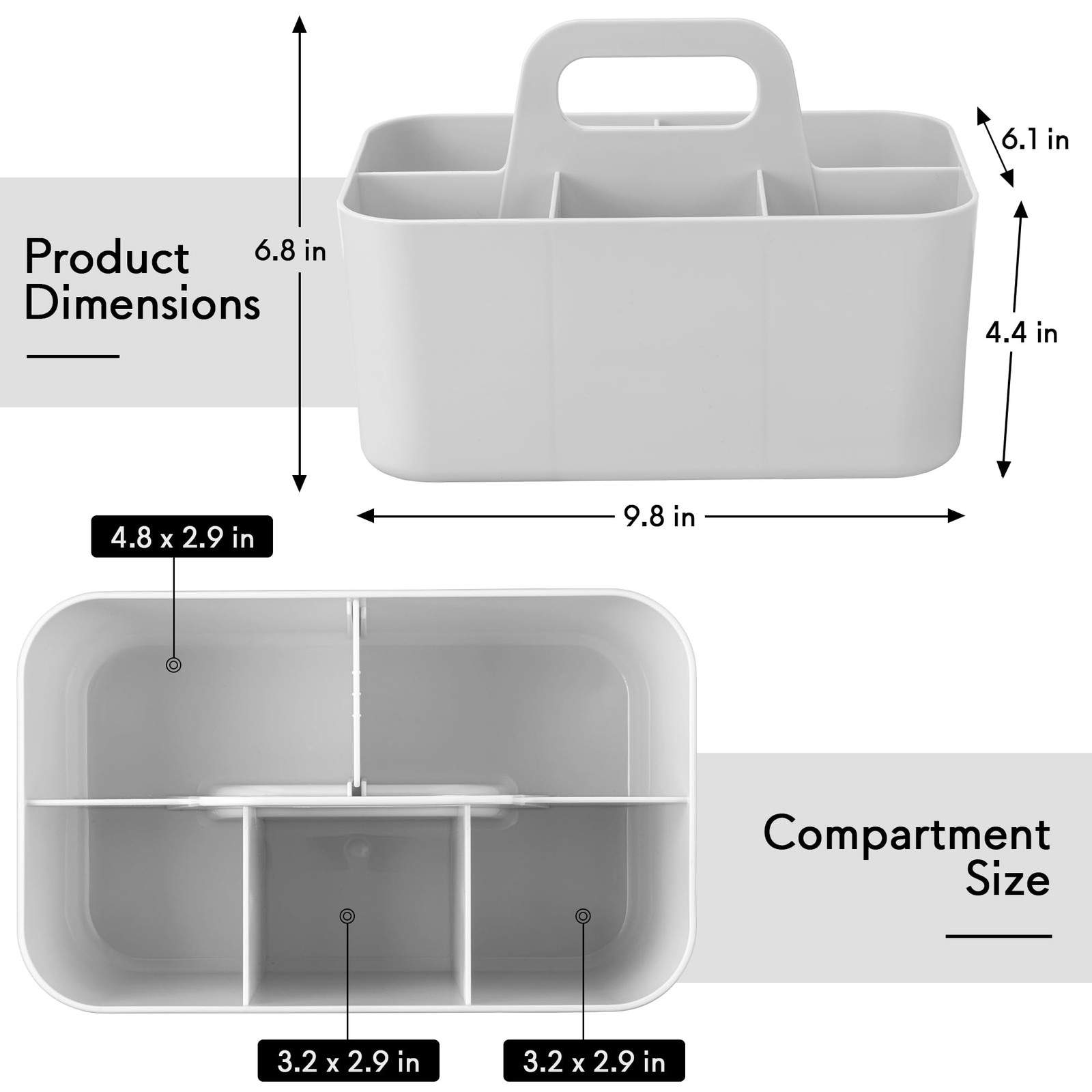 Tiawudi Multipurpose Caddy Organizer, Plastic with Rectangle, Gray