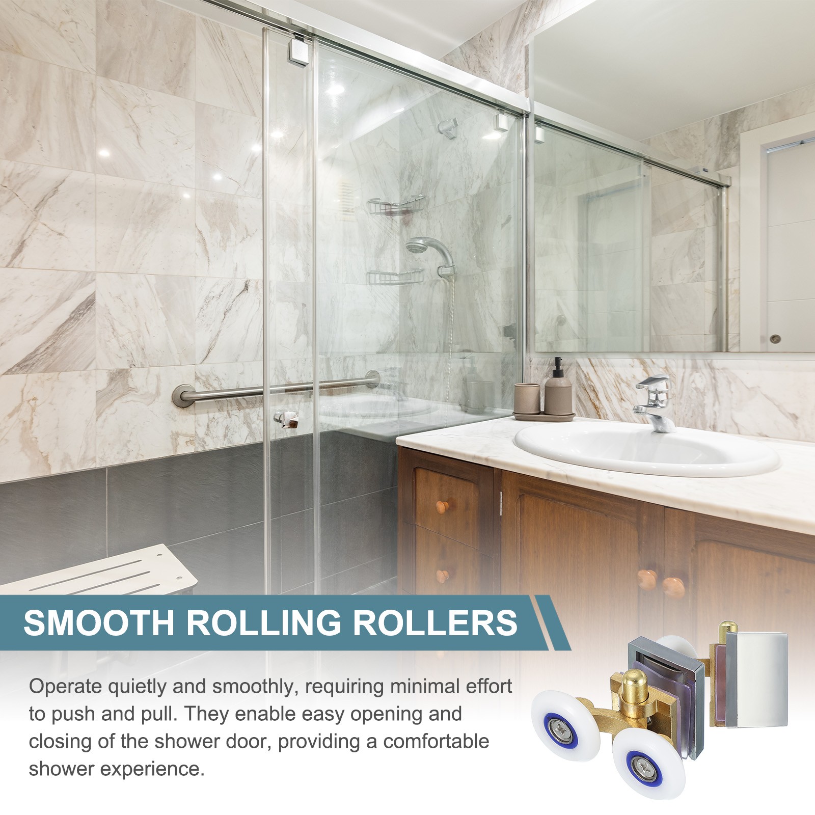 25mm Double Shower Door Rollers Copper Bottom Wheels Copper Tone