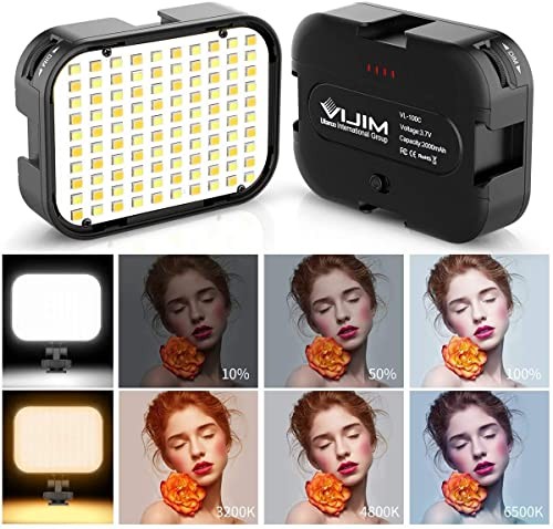 2 Pack VL100C Bi-Color LED Video Light on Camera,Mini Rechargeable VL100C*2