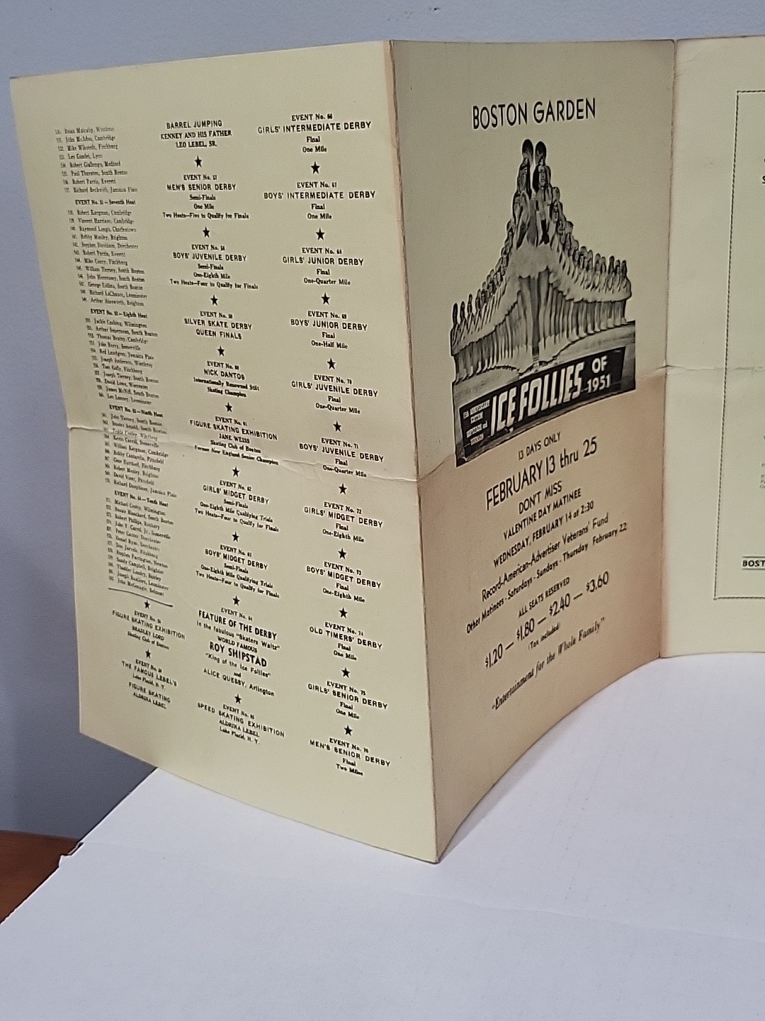 1951 Silver Skates Derby Boston Garden Official Program Speed Skating